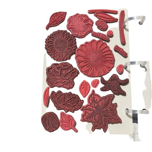 A YEAR OF FLOWERS RUBEBR STAMP SET OF 21 STAMPS Buds And Vases 14 Stamps Set - Picture 2 of 8